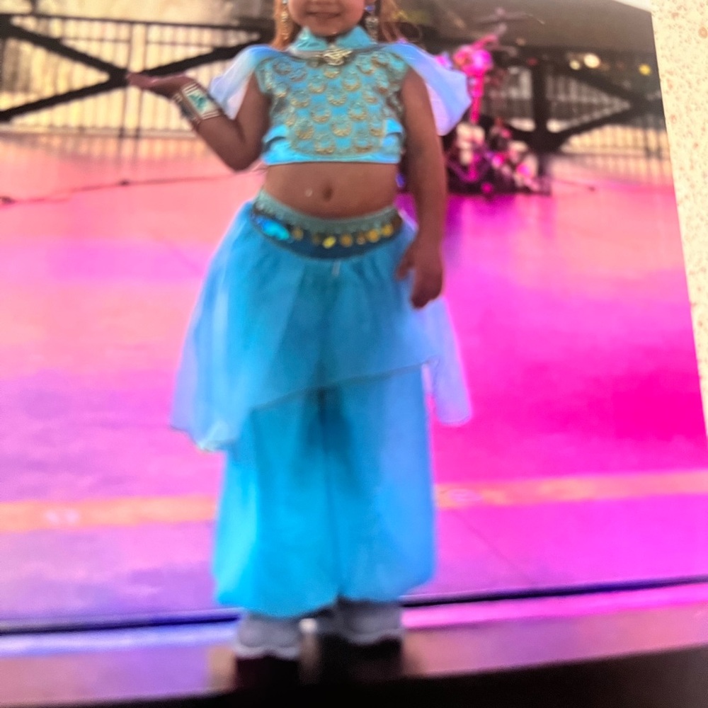 Disney Parks Castle Collection Girls Princess Jasmine Teal 2pc Costume,